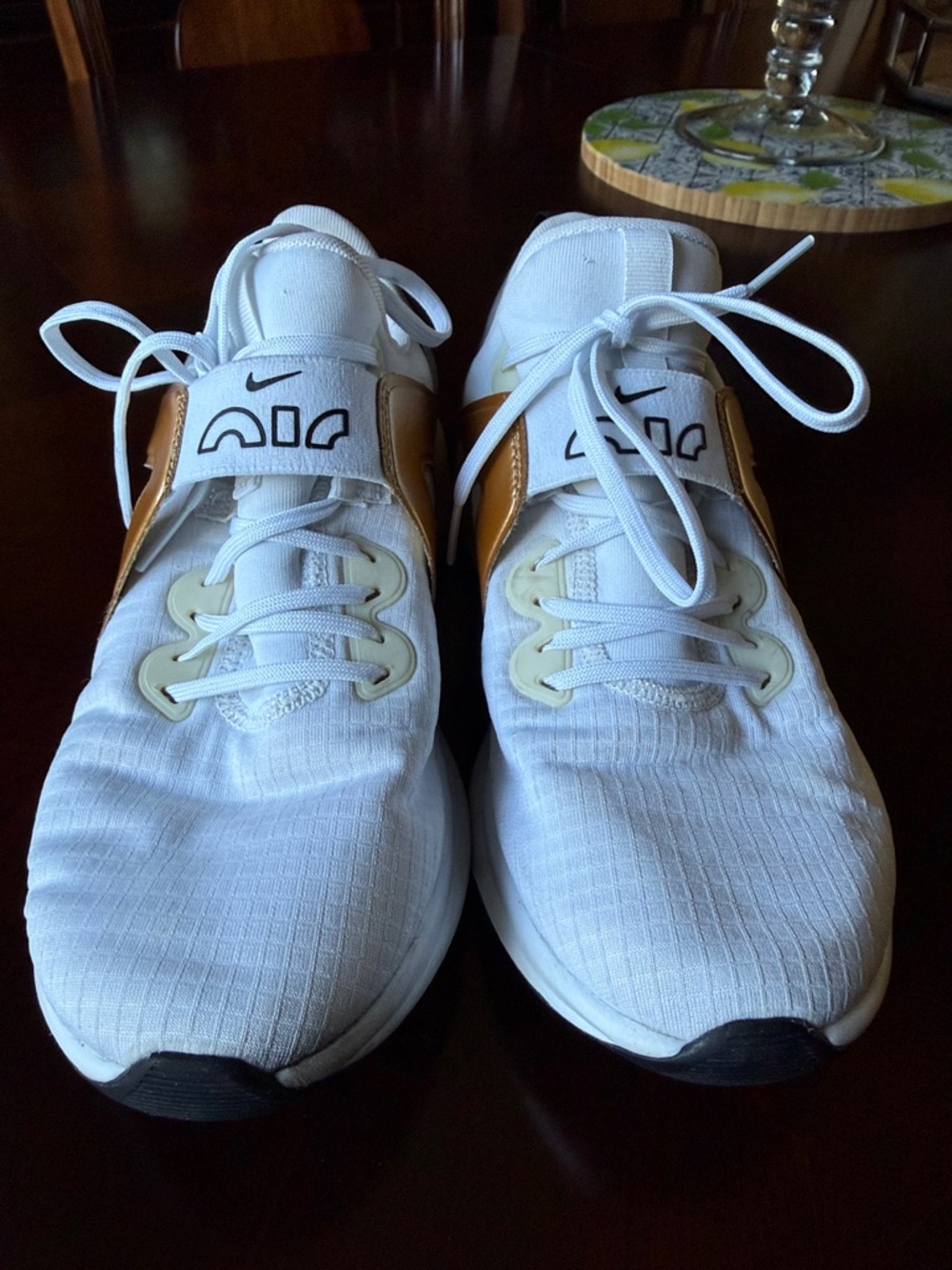 Nike Women’s Air Max White Running Sneakers with Gold Accents size 8.5 - Picture 4 of 13